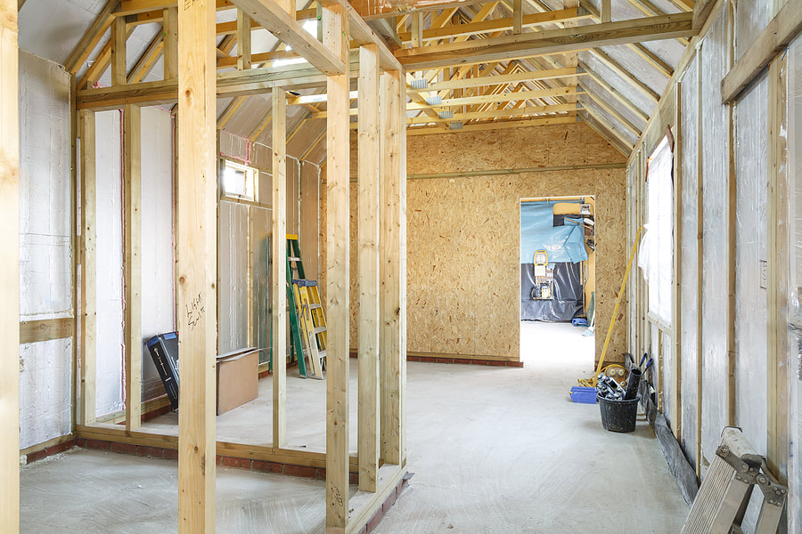 under construction room with insulation
