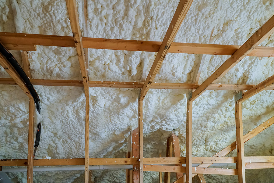 an attic ceiling with insulation