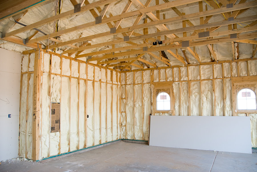 residential room with spray foam insulation